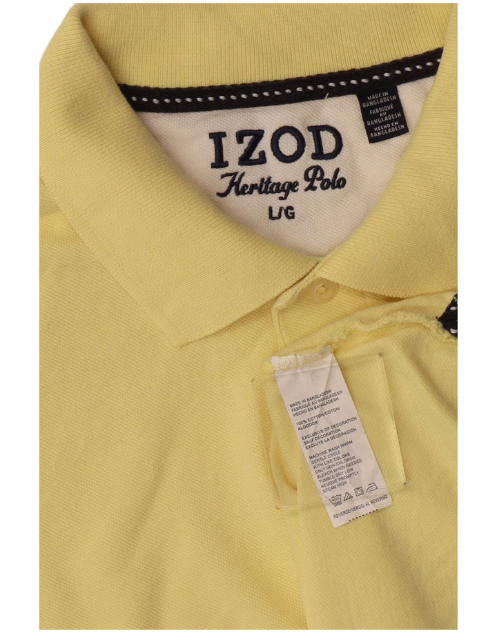 Izod Mens Polo Shirt Large Yellow Cotton