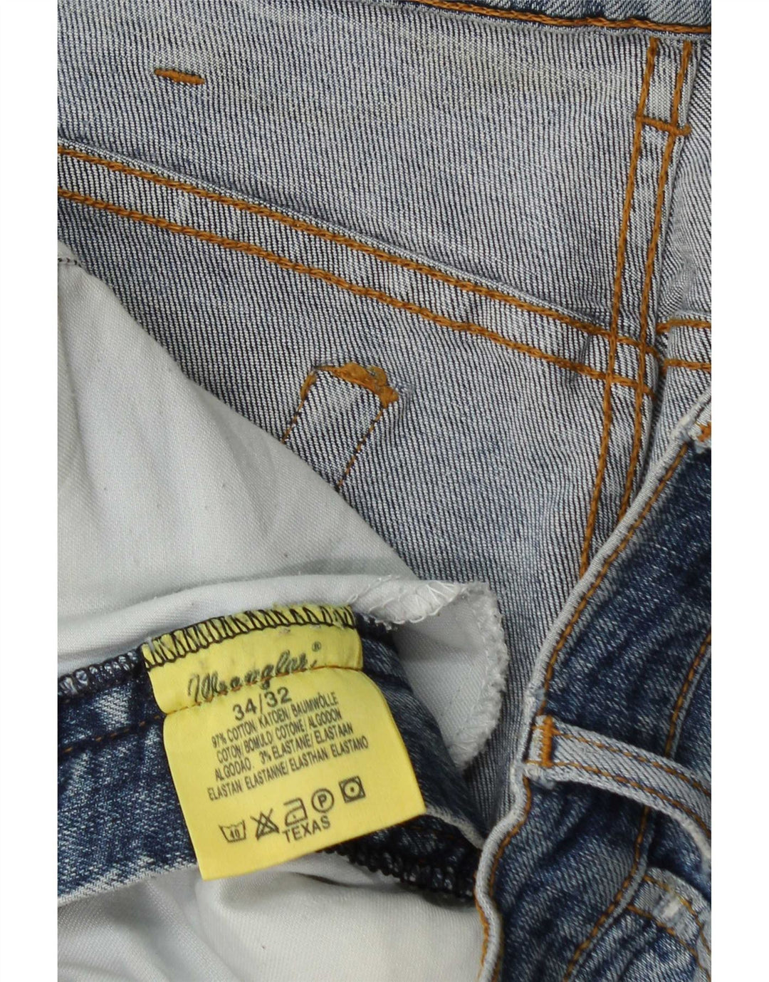 Wrangler Mens Texas Distressed Straight Jeans W34 L32 Blue Cotton