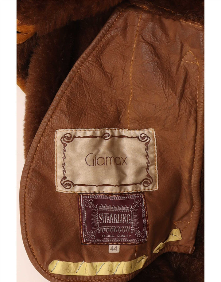 Abrigo de piel de oveja extragrande para mujer Giamax IT 44 Medium Beige