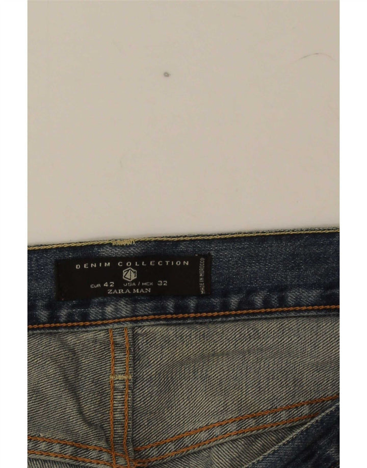 Zara Mens Distressed Slim Jeans EU 42 Large W32 L30 Blue