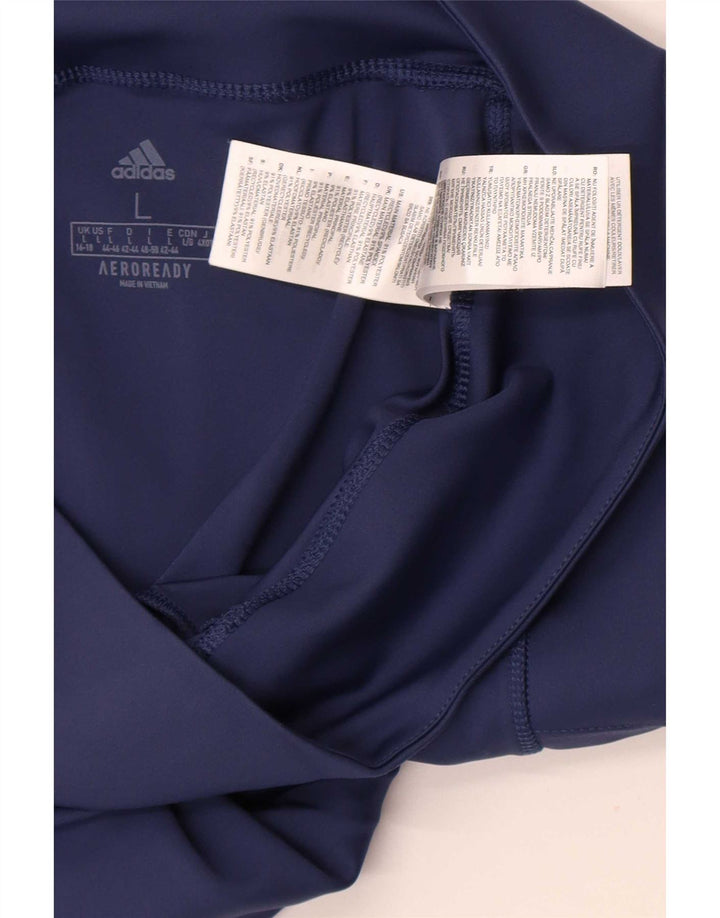 Adidas Womens Aeroready Leggings UK 16 Large Navy Blue Polyester