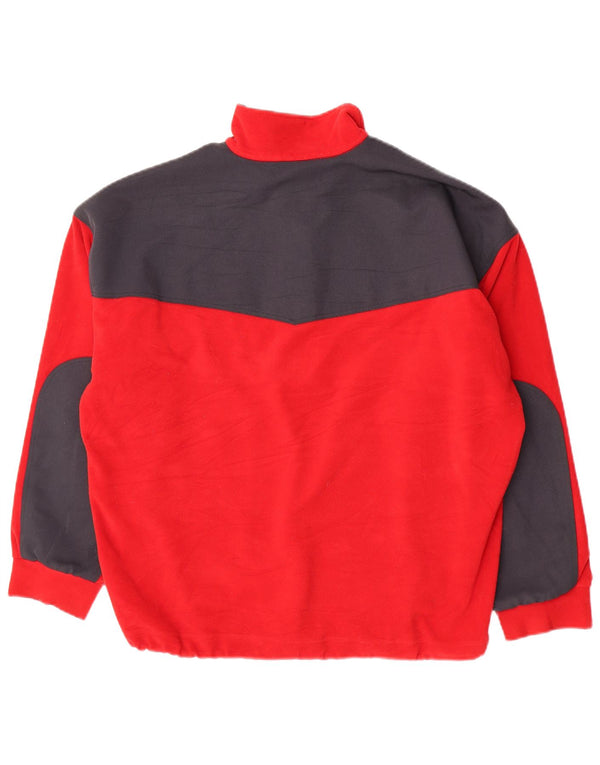 Tænk Pink Herre Zip Neck Fleece Jumper Large Rød Colourblock Polyester