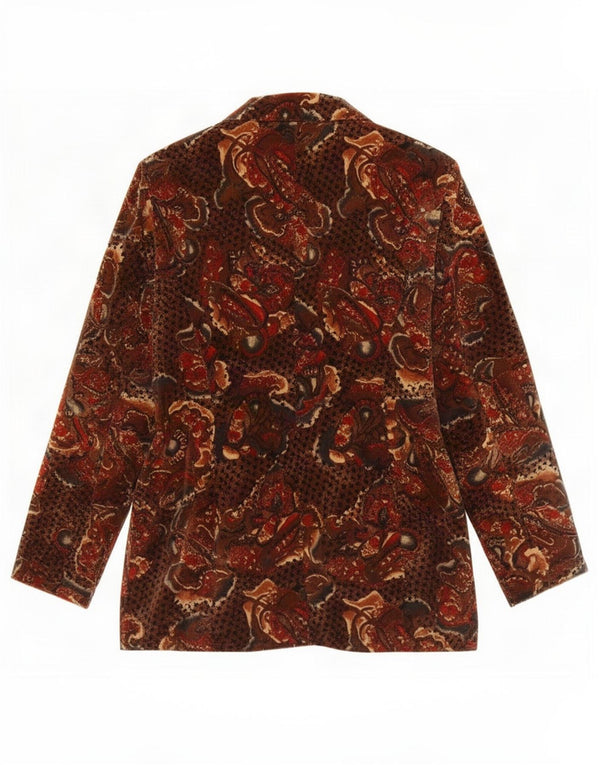 Vintage ženska baršunasta jakna s 3 gumba IT 50 XL smeđa paisley boja