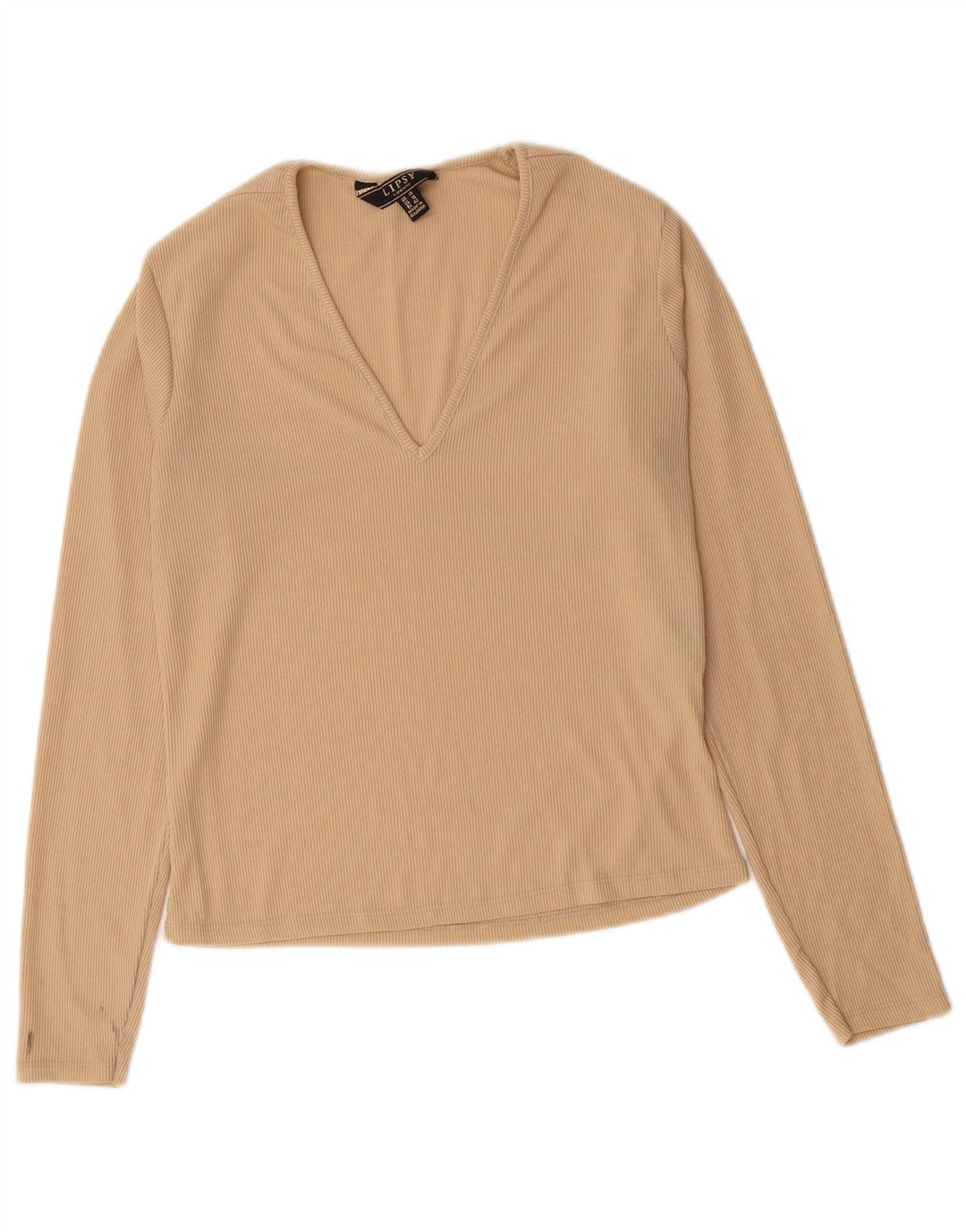 Lipsy Womens Top Long Sleeve UK 14 Medium Beige Polyester