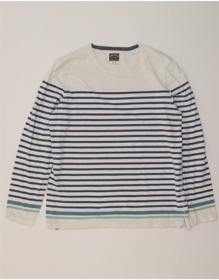 Fat Face Mens Top Long Sleeve XL White Striped Cotton
