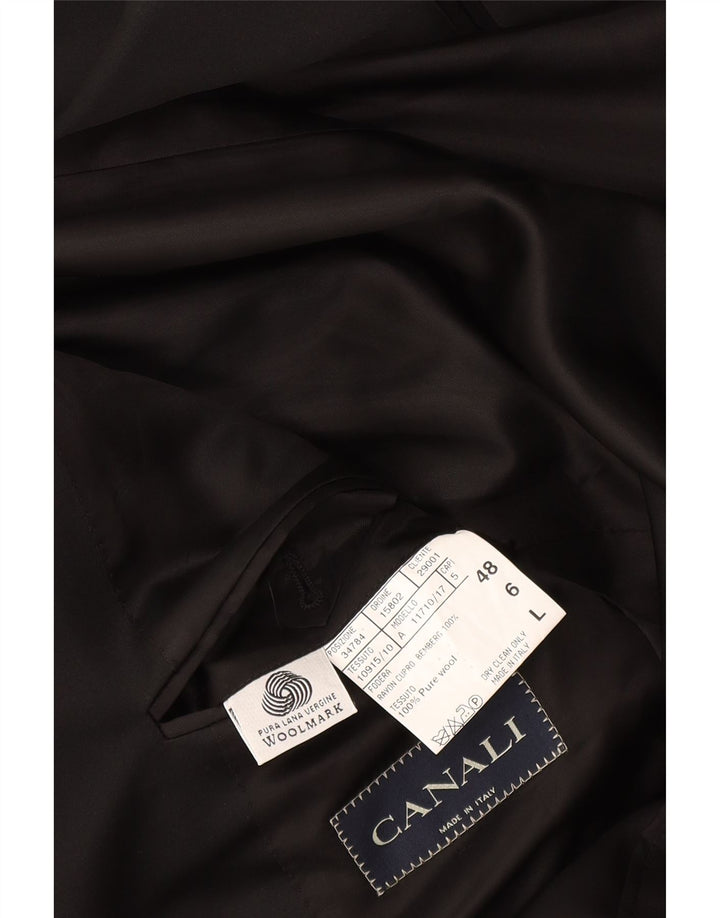 Canali Herre Longline 1-knap blazerjakke IT 48 Medium Sort Virgin Wool