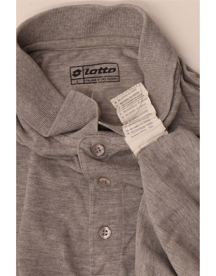 Lotto Mens Polo Shirt Large Grey Flecked Cotton