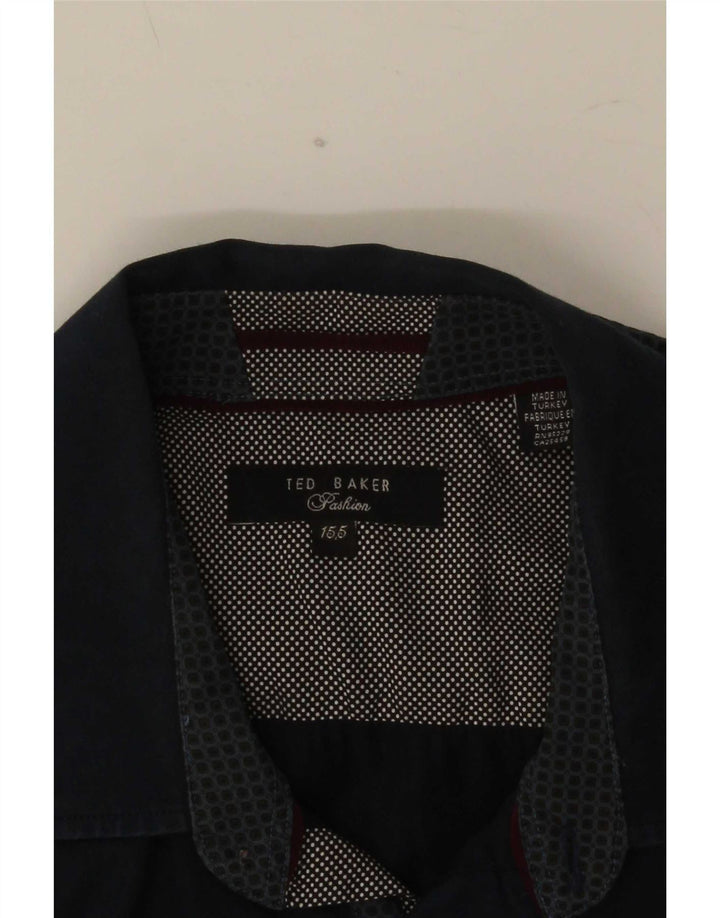 Ted Baker Herre formel skjorte størrelse 15,5 Medium Navy Blue Spotted