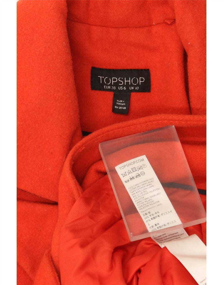 Cappotto doppiopetto da donna Topshop UK 10 piccolo lana arancione