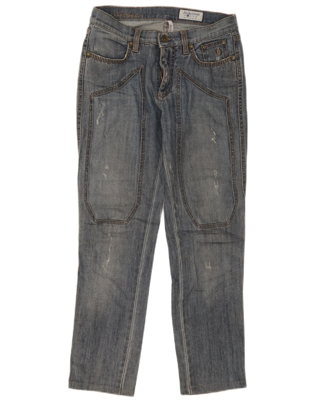 Jeckerson Womens Distressed Slim Jeans W26 L26 Blue Cotton