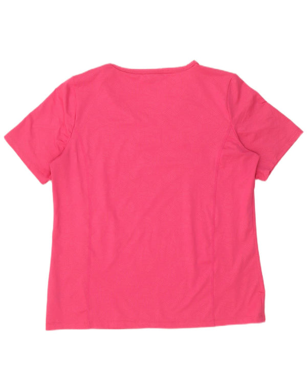 Champion Damen T-Shirt Top UK 16 Large Rosa Geometrisch Polyester