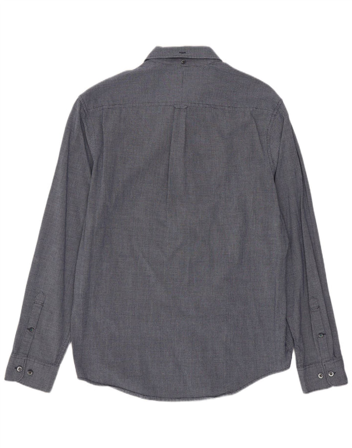 Penguin Mens Heritage Slim Fit Shirt Medium Navy Blue Geometric Rayon