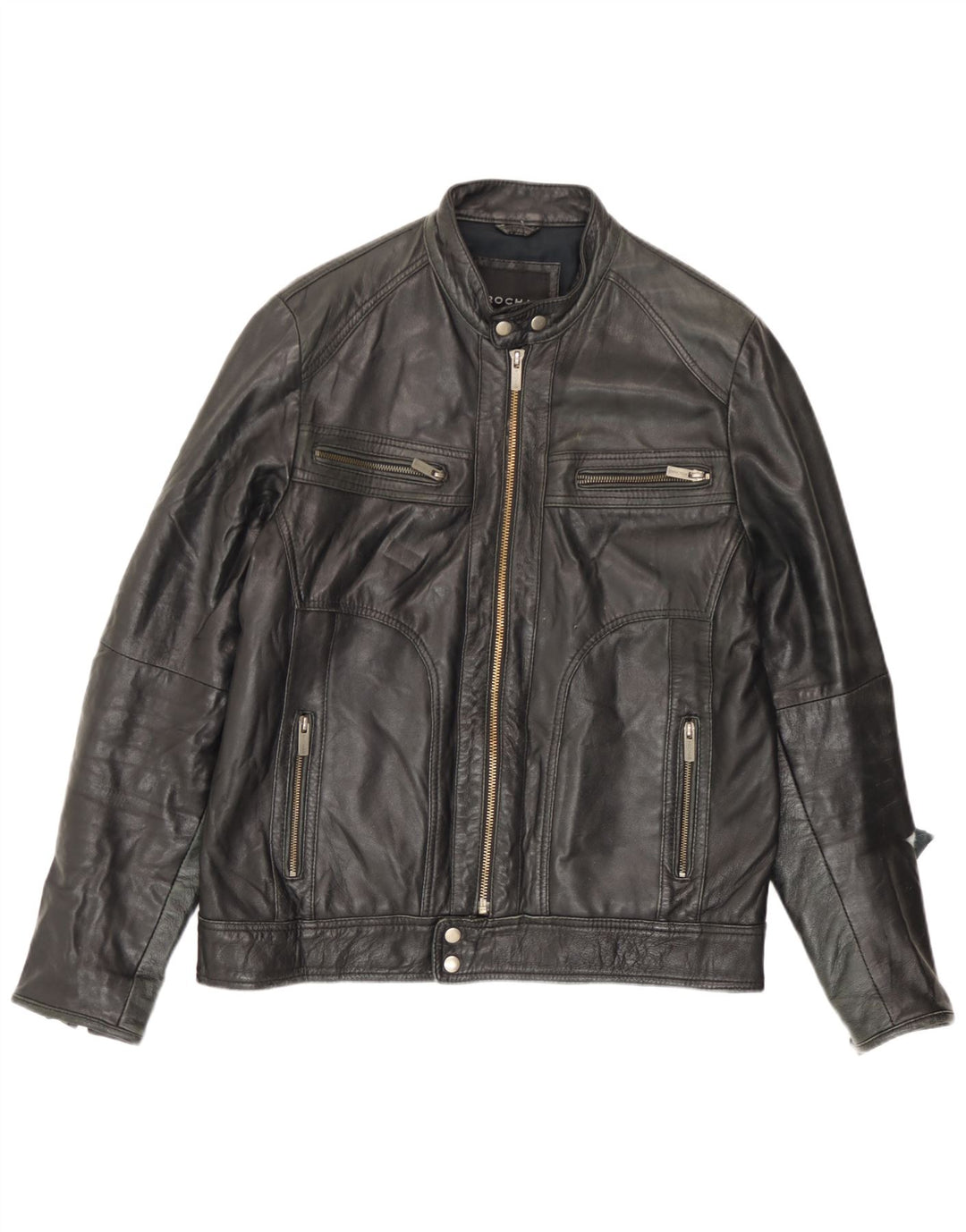 Giacca in pelle da uomo Rochas UK 40 grande in pelle nera