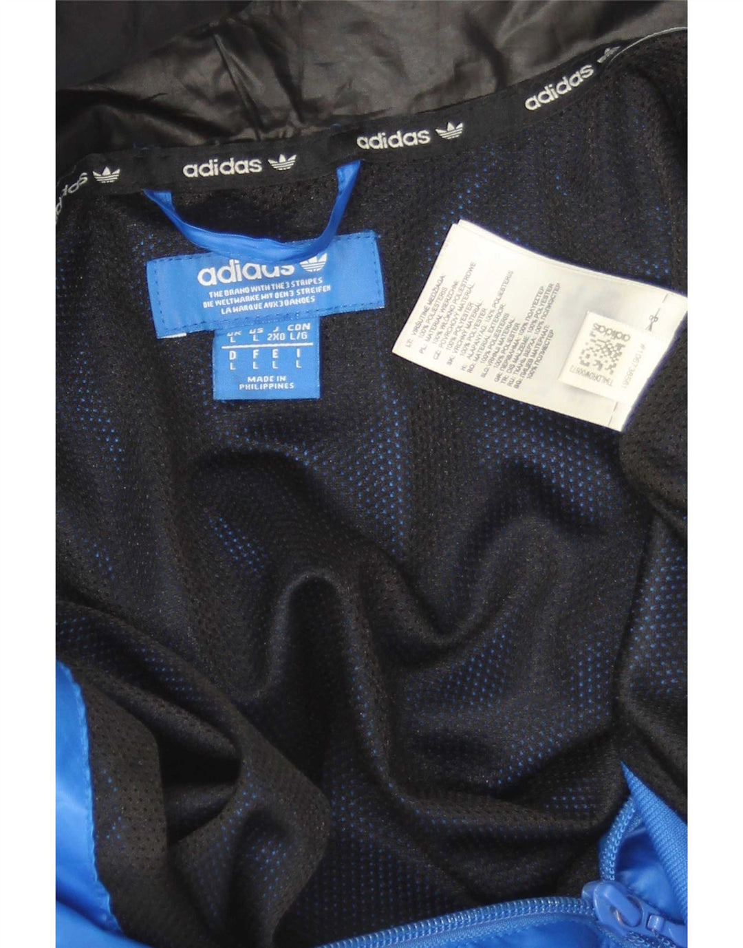 Adidas Regnjakke med hætte til mænd UK 40 Large Blue Colourblock Polyester