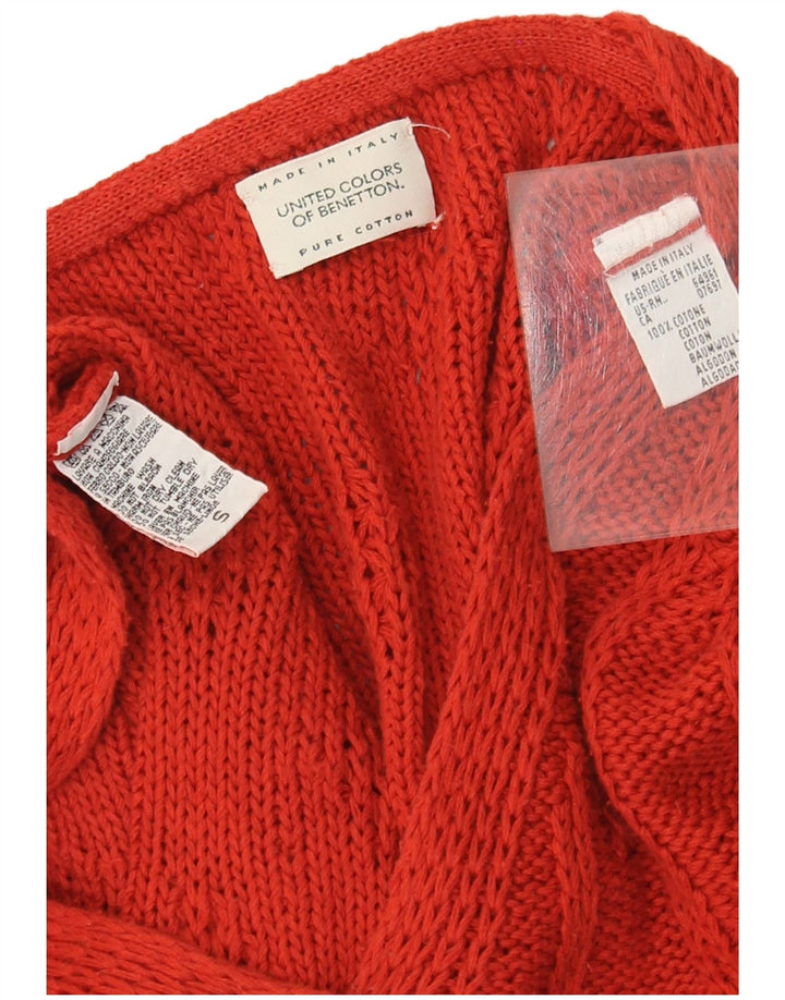 Benetton Womens Oversized Cardigan Sweater UK 10 Small Red Cotton