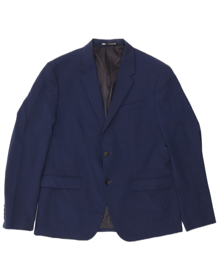 ZARA Mens 2 Button Blazer Jacket EU 54 XL Navy Blue