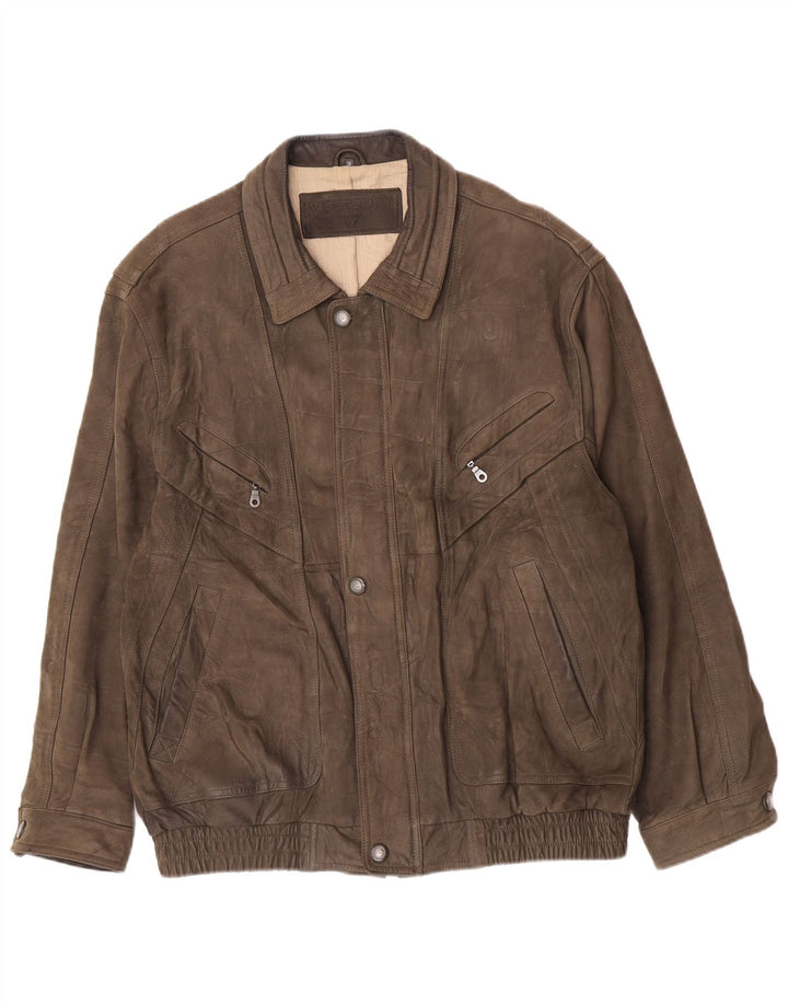 WESTBURY Mens Suede Bomber Jacket IT 58 4XL Khaki Leather