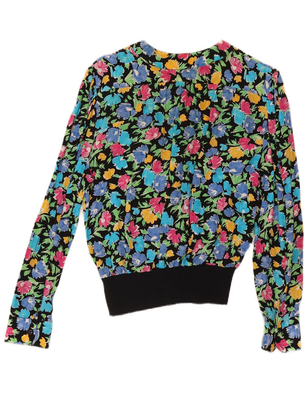 Vintage Womens Long Sleeve Blouse Top UK 10 Small Multicoloured Floral