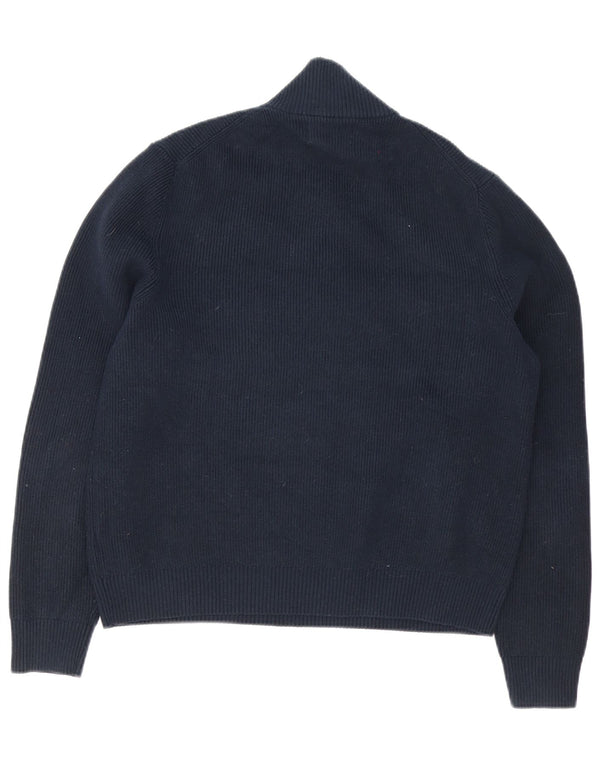 Marks & Spencer Herren-Pullover mit Reißverschluss am Hals, XL, marineblaue Baumwolle