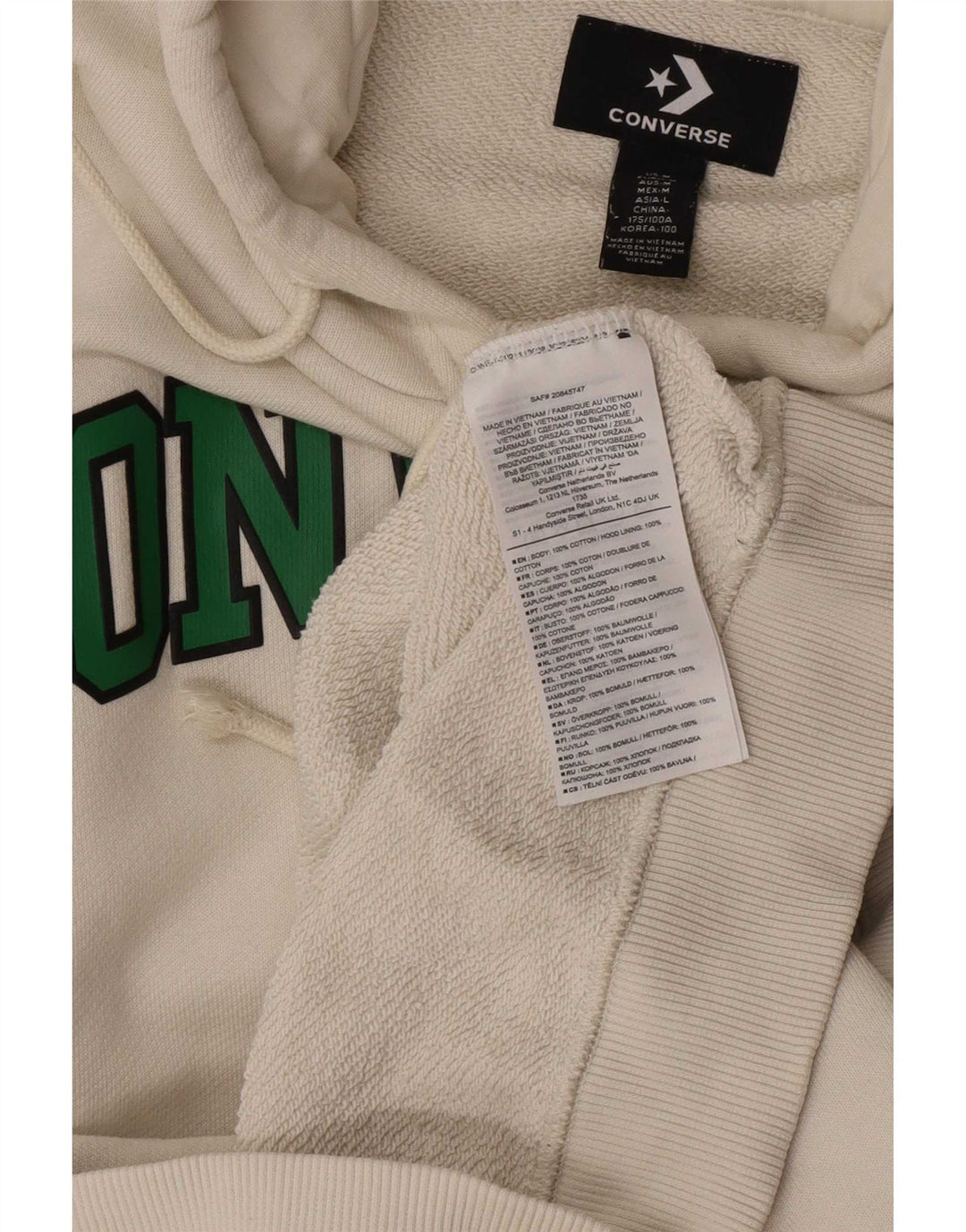 Maglione con cappuccio grafico da uomo Converse in cotone bianco medio