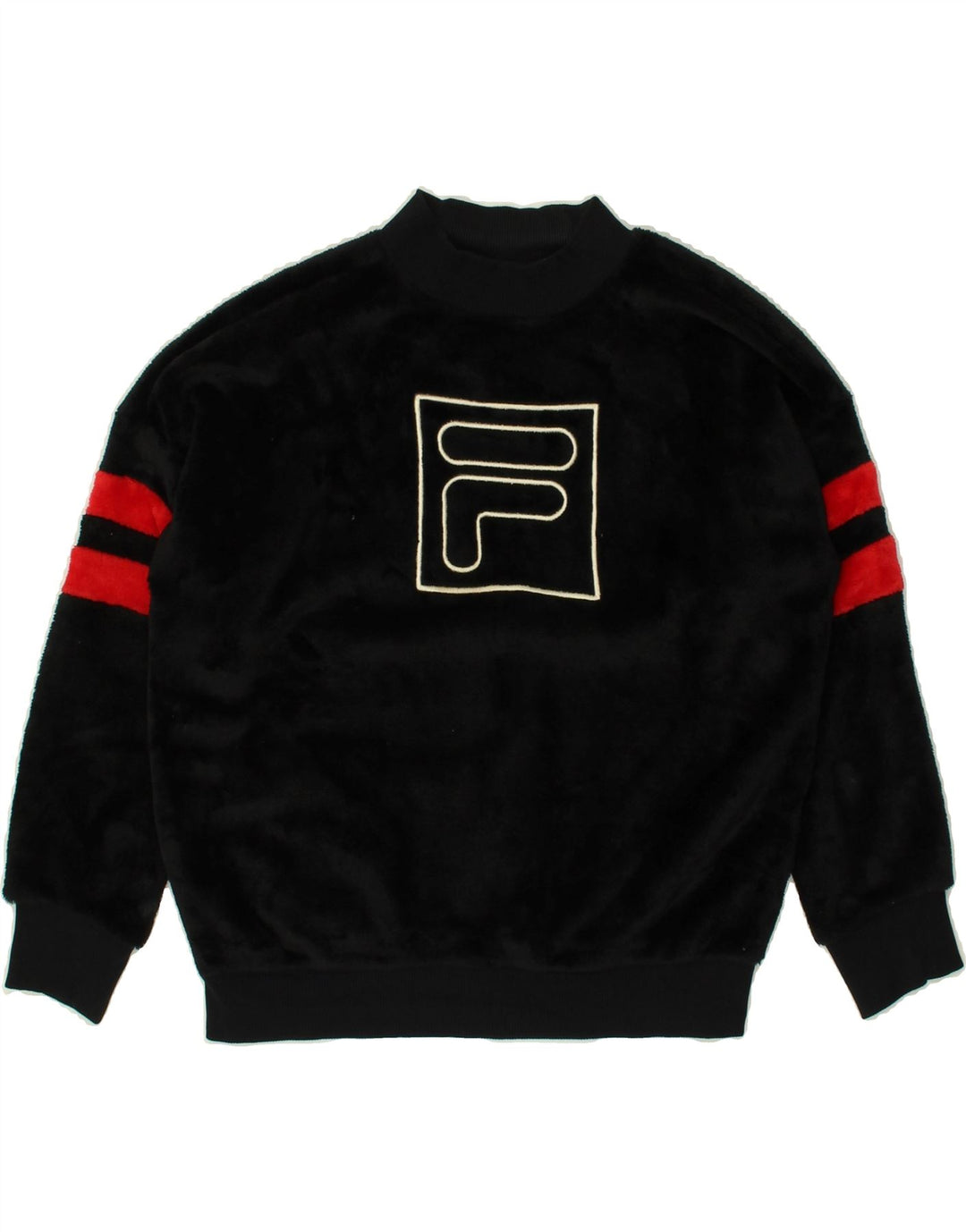 FILA Girls Graphic Fleece Jumper 9-10 Years Black Polyester Vintage Fila and Second-Hand Fila from Messina Hembry 
