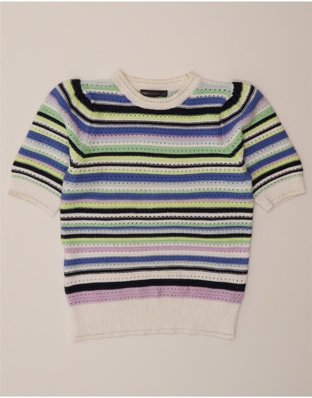 Marks & Spencer Womens Crew Neck Jumper Sweater UK 10 Small Multicoloured