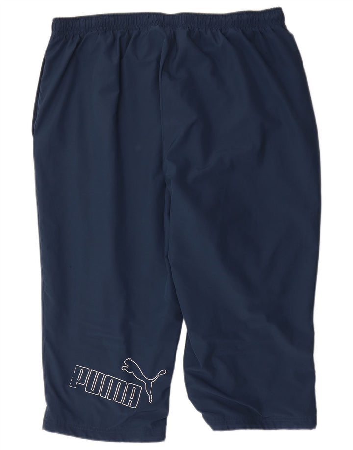 Puma Mens Graphic Capri Tracksuit Trousers 2XL  Navy Blue Polyester