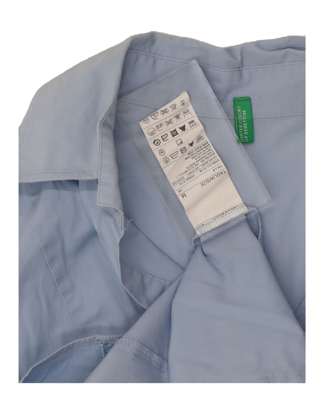 BENETTON Womens Pullover Shirt UK 12 Medium Blue Cotton Vintage Benetton and Second-Hand Benetton from Messina Hembry 