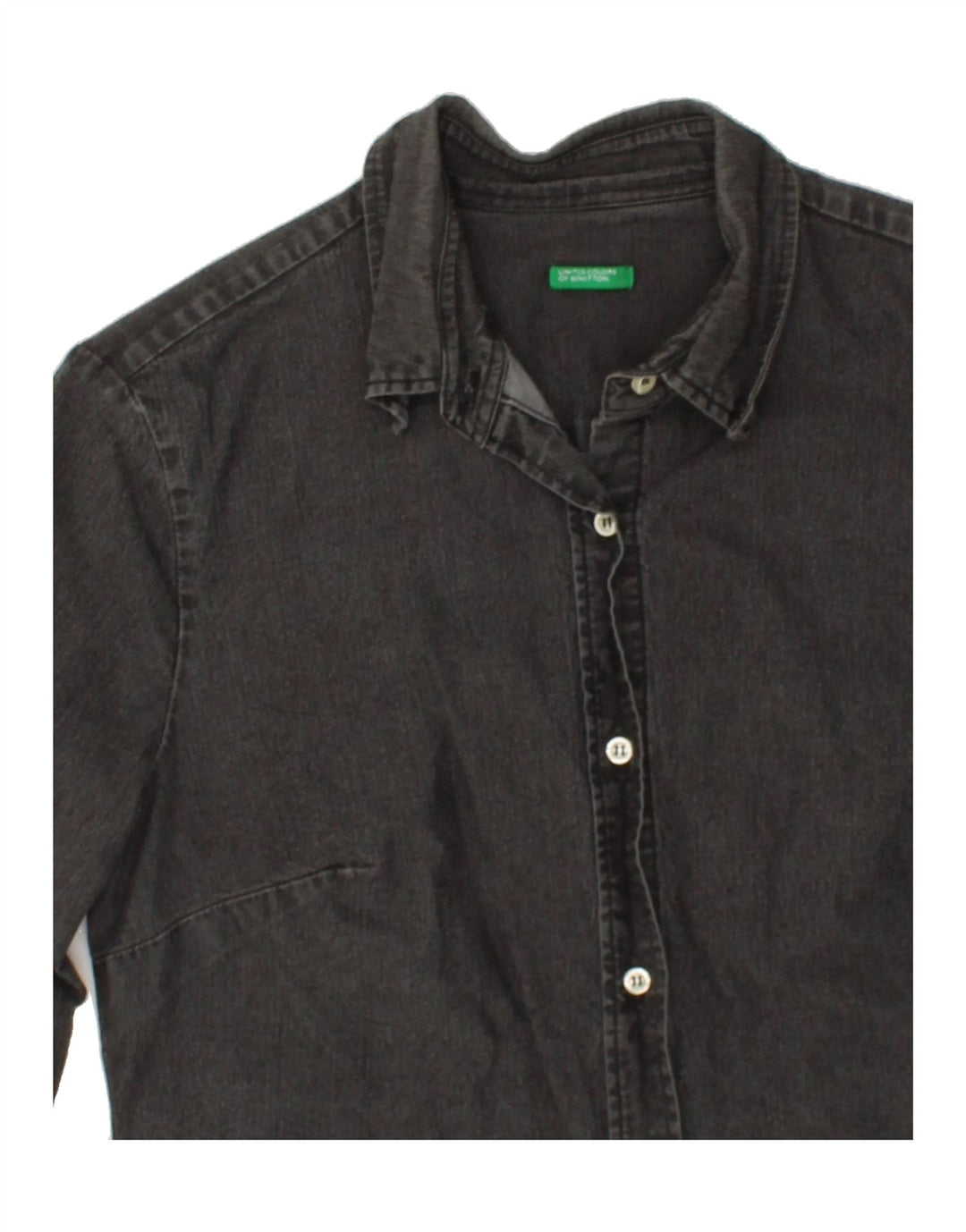 BENETTON Womens 3/4 Sleeve Shirt UK 12 Medium Grey Vintage Benetton and Second-Hand Benetton from Messina Hembry 