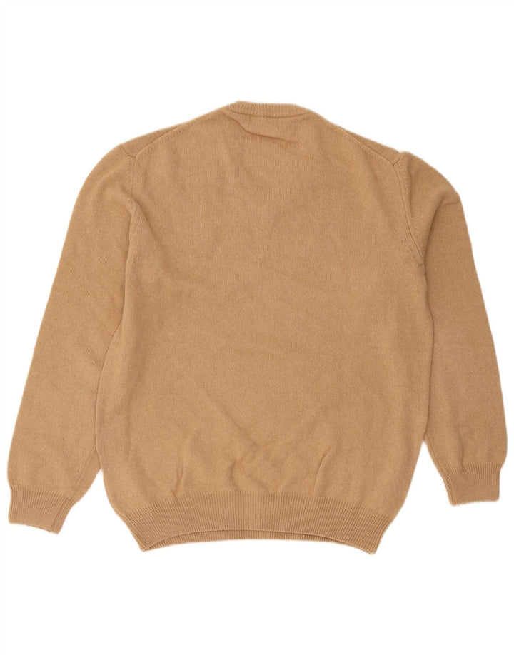 Kappa Mens V-Neck Jumper Sweater Large Brown Cotton