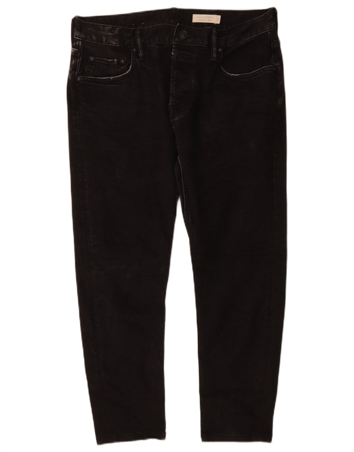 ALL SAINTS Herren-Zigaretten-Cropped-Jeans, W33, L24, schwarze Baumwolle