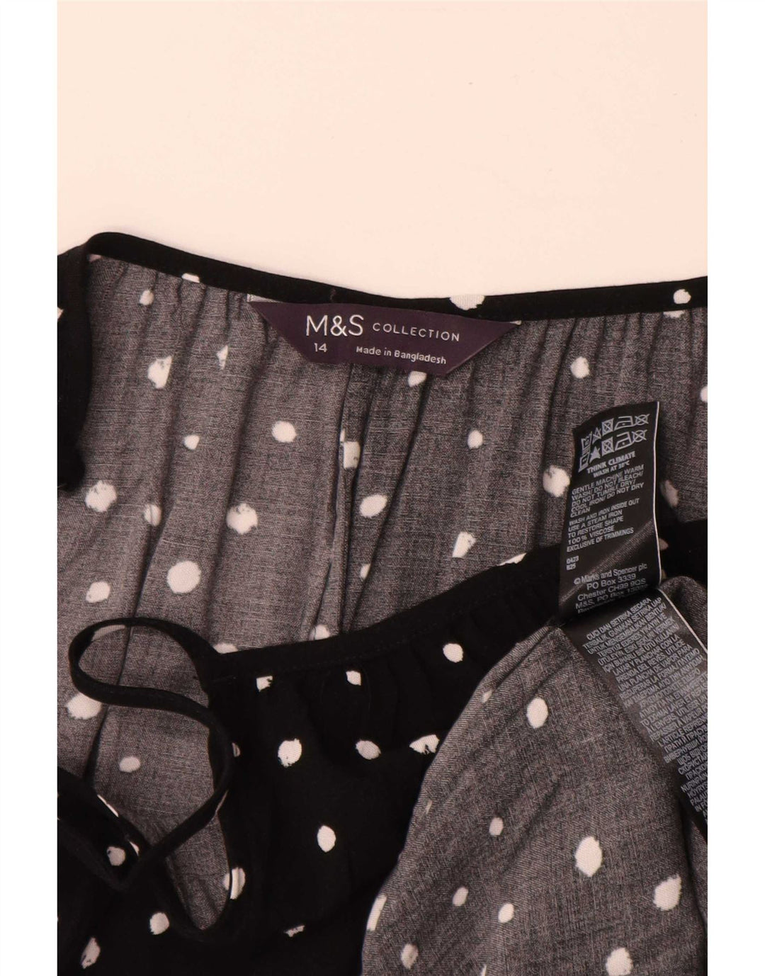 Marks & Spencer Damska sukienka Sundress UK 14, duża, czarna wiskoza w cętki