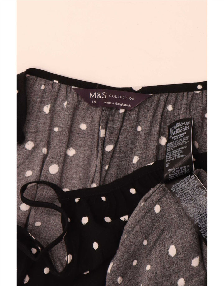 Marks & Spencer Damska sukienka Sundress UK 14, duża, czarna wiskoza w cętki