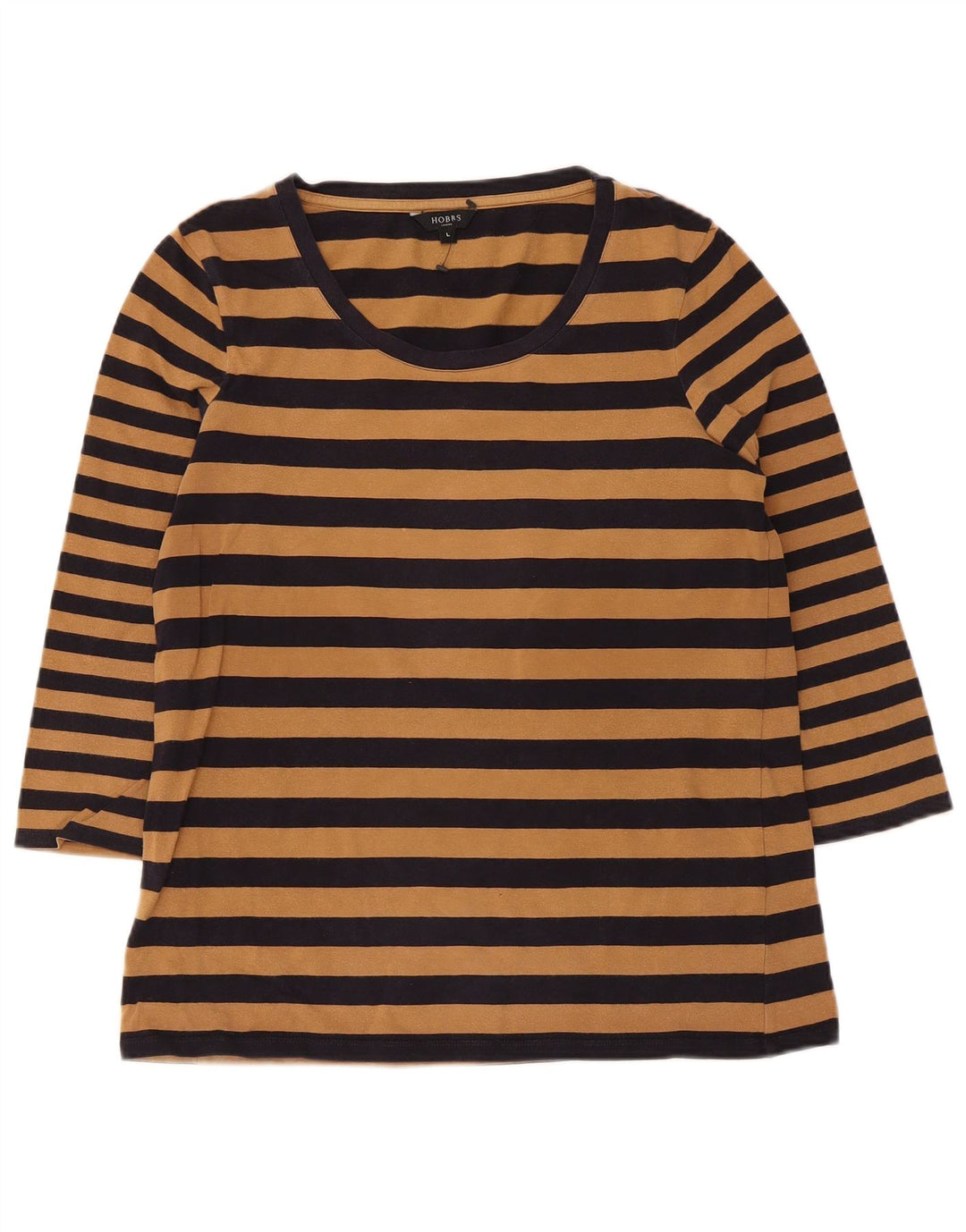 Top da donna Hobbs manica 3/4 UK 14 grande a righe marroni