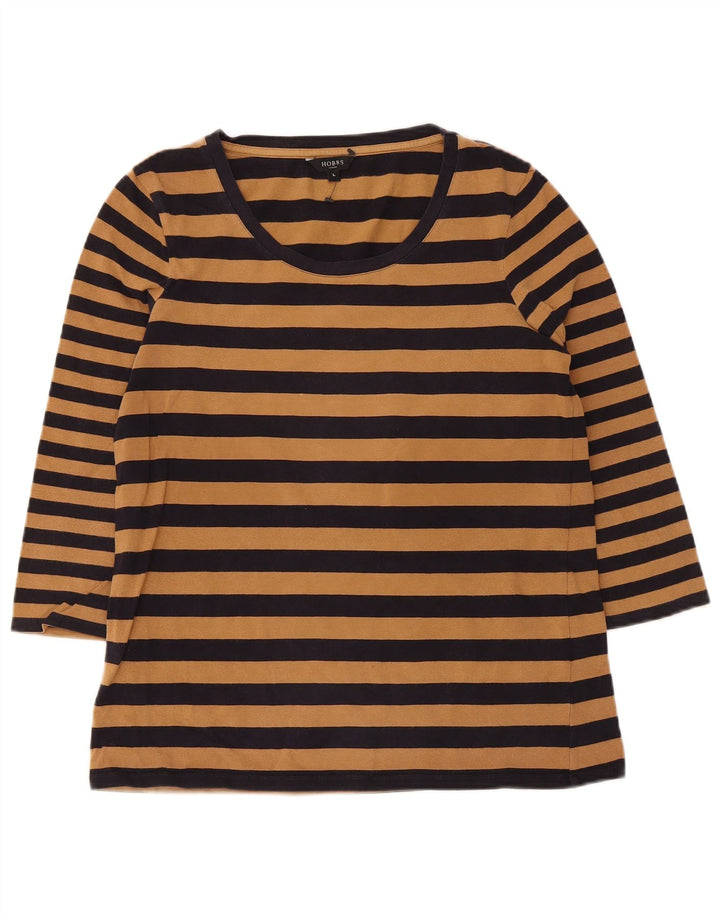 Top da donna Hobbs manica 3/4 UK 14 grande a righe marroni