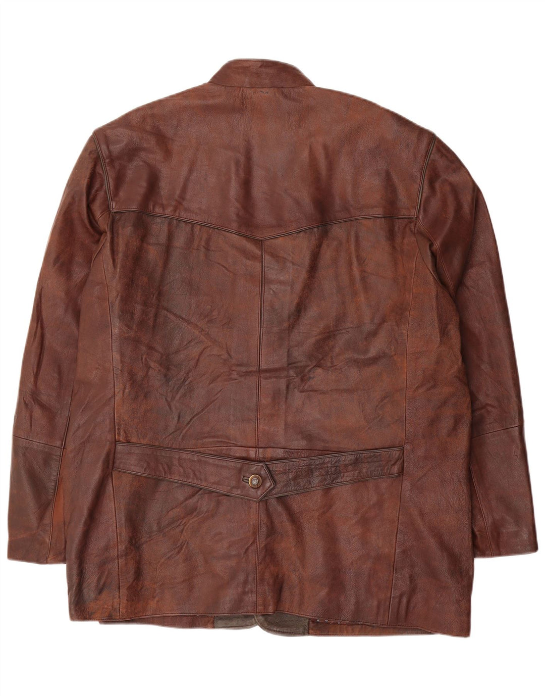 Vintage Mens Leather Jacket UK 44 2XL Brown Tie Dye Leather