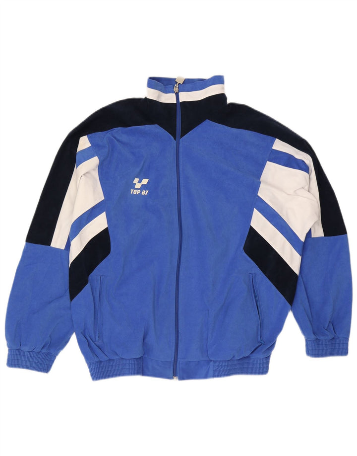 Vintage Mens Tracksuit Top Jacket IT 48 Medium Blue Colourblock Polyester