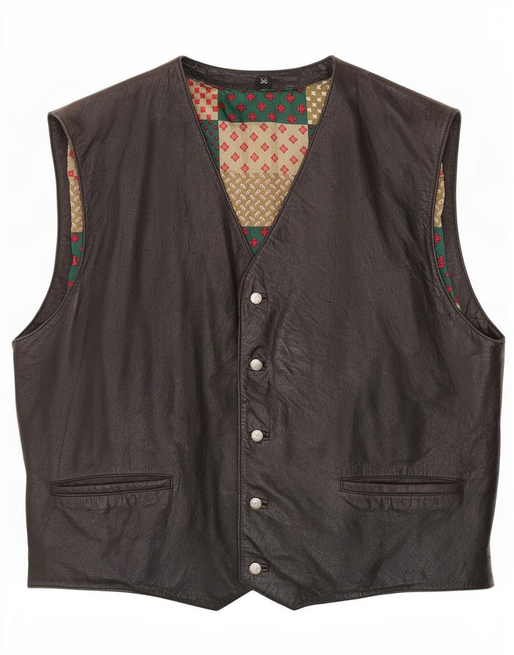 gilet en cuir homme vintage IT 56 XL Noir