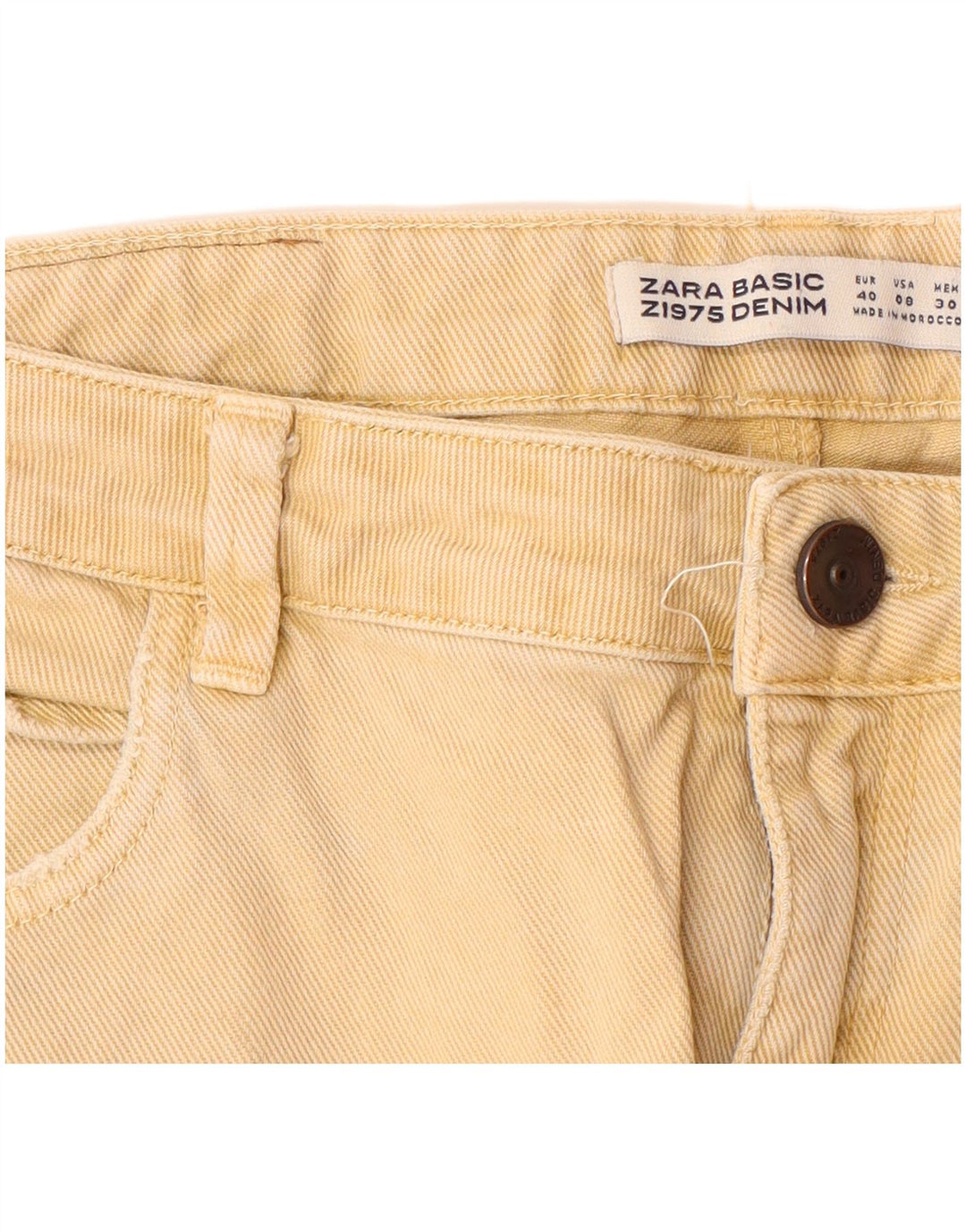 ZARA Womens Distressed Cropped Jeans EU 40 Medium W30 L25 Beige Cotton