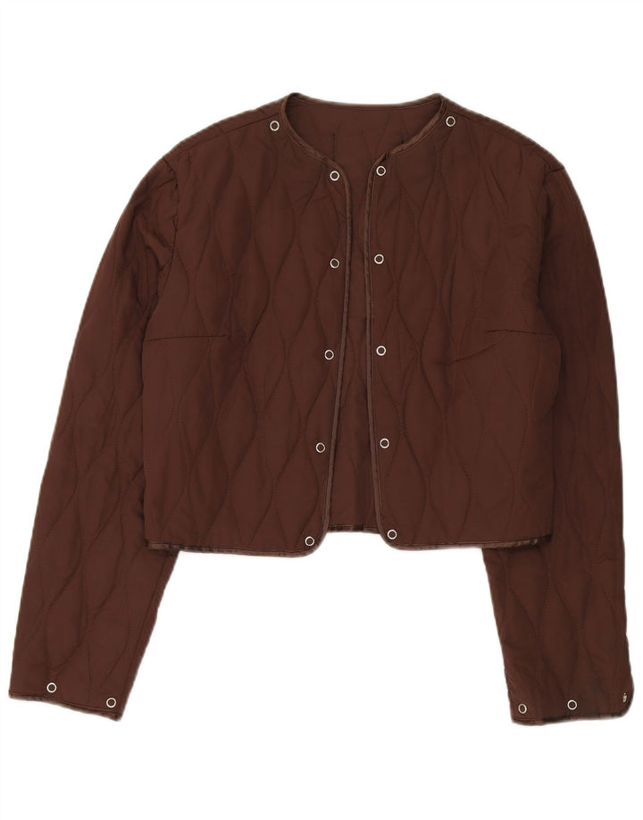 Roccobarocco Dame Crop Quiltet Jakke UK 14 Medium Brun
