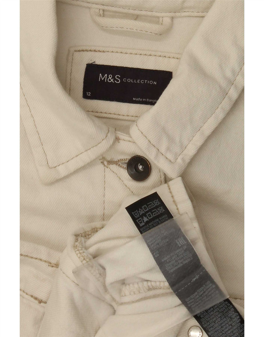 Giacca di jeans da donna Marks & Spencer UK 12 Cotone bianco medio