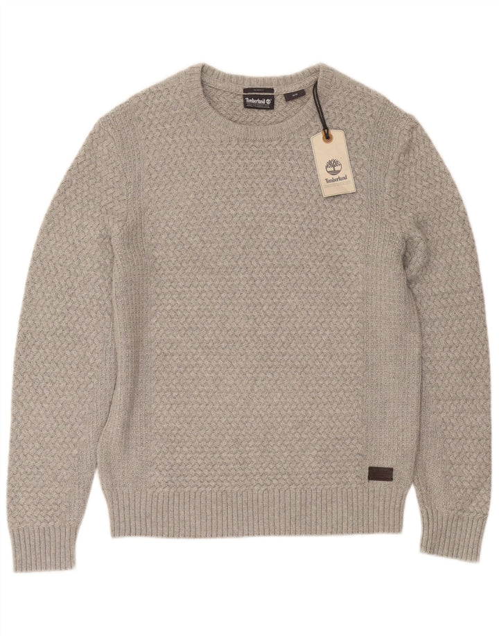 Timberland Mens Slim Fit Boat Neck Jumper Sweater Medium Grey Viscose