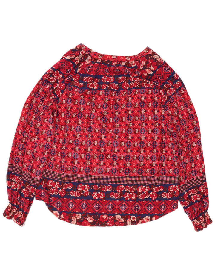 Monsoon Womens Long Sleeve Blouse Top UK 14 Large Red Geometric Viscose