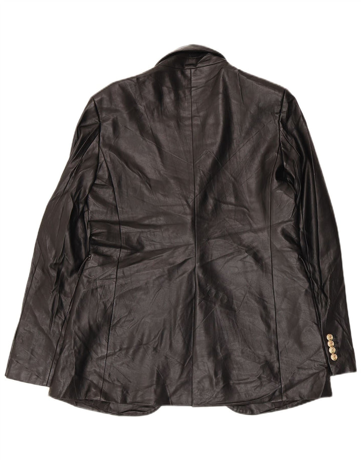 Giacca blazer da donna in ecopelle a 1 bottone Zara UK 14 media nera
