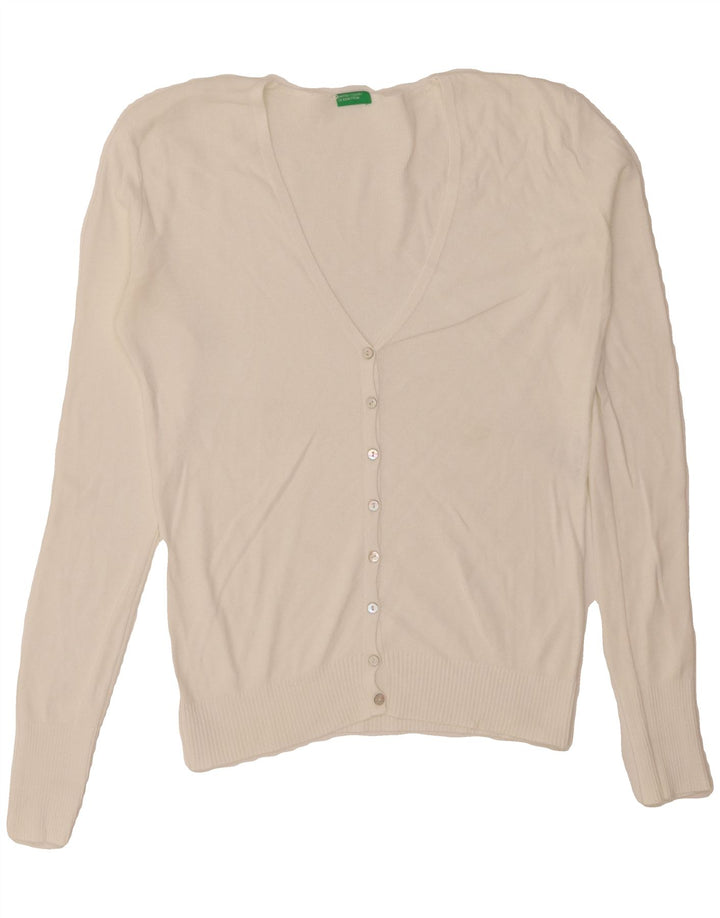 BENETTON Womens Cardigan Sweater UK 14 Medium White Vintage Benetton and Second-Hand Benetton from Messina Hembry 