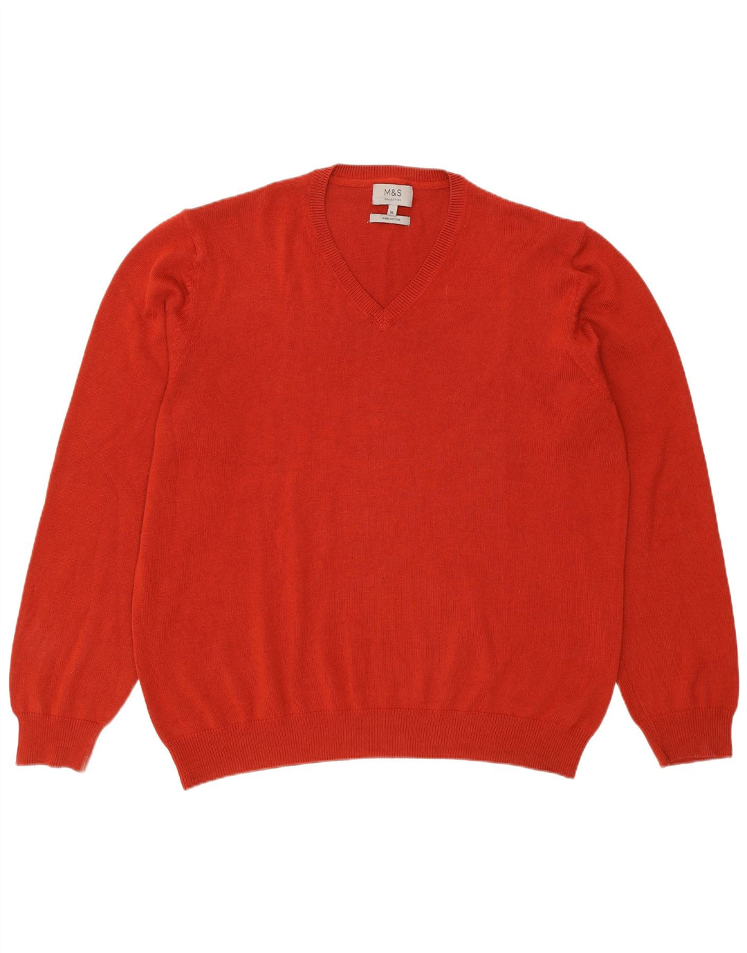 Marks & Spencer Mens V-Neck Jumper Sweater XL Red Cotton