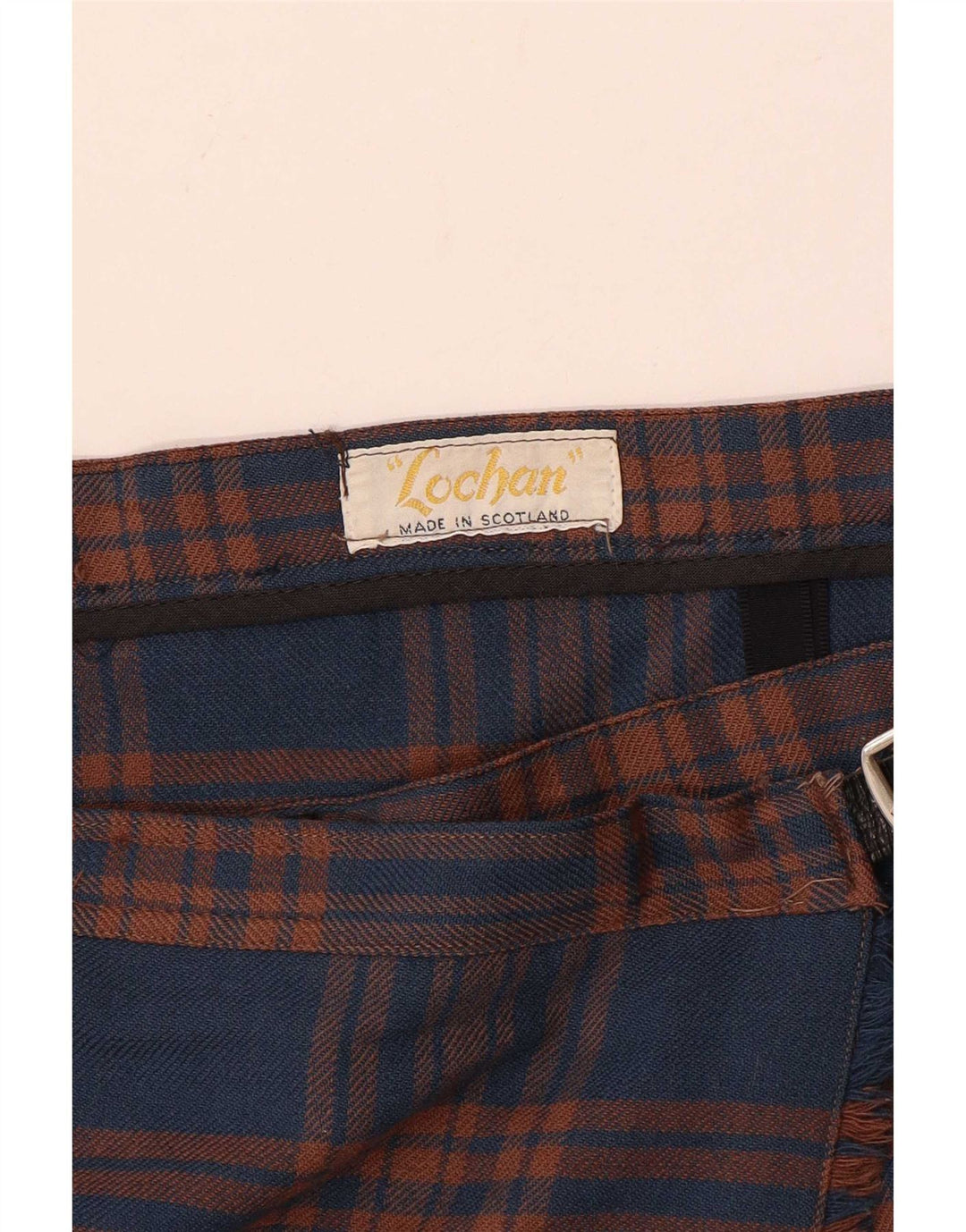 Vintage Womens Pleated Wrap Skirt W32 Large Navy Blue Check