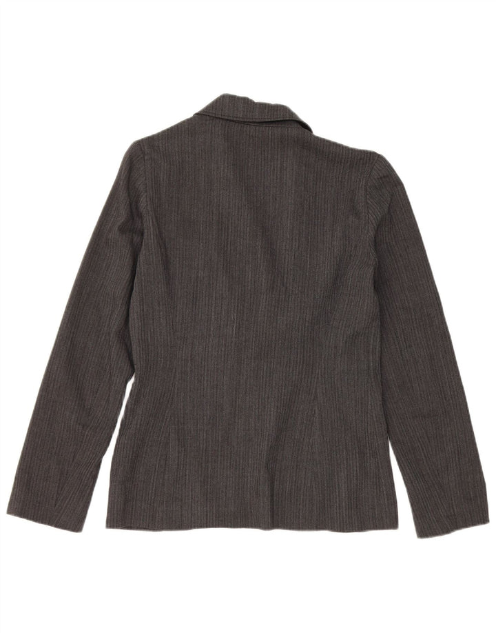 Giacca blazer vintage da donna a 2 bottoni IT 42 in lana grigio medio