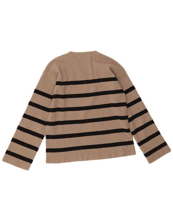 Marks & Spencer Pull à col rond pour femme UK 12 Beige moyen rayé