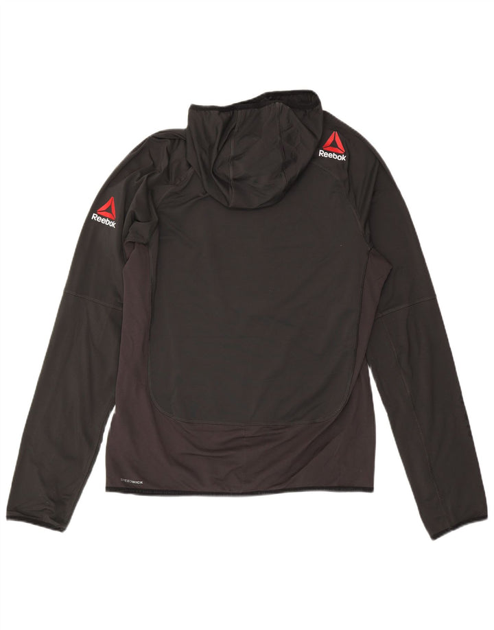 Reebok Mens Hooded Graphic Top Long Sleeve Large Black Polyester
